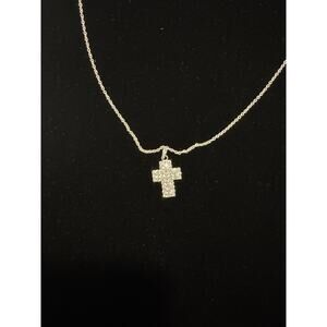 Sterling Silver Cross, Zircon Stone Pendant